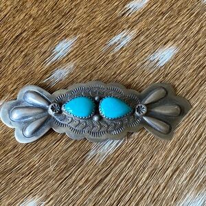 🛑SOLD🛑Vintage Sterling & Turquoise Bow Pin 💠